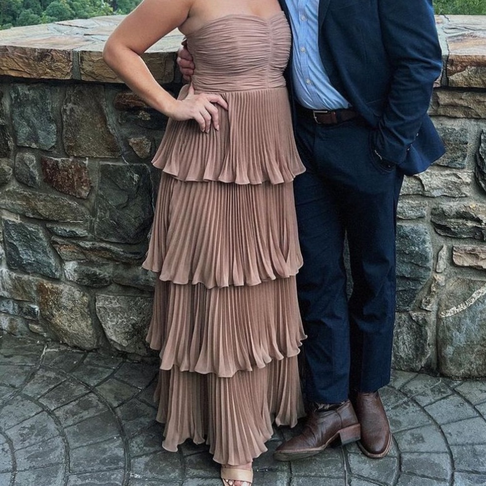 Fame and Partners Brown Tiered Maxi Dress